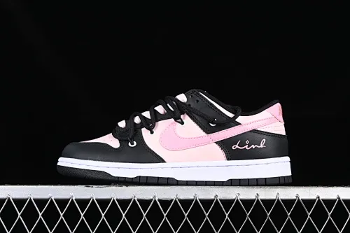 All Categories Nk SB Dunk Series Nk SB Dunk Low Low-top sneakers Gift box Nk Dunk Low Raspberry Black Pink Valentine's Day Customized version of deconstructed strap casual sneakers CW1590-100